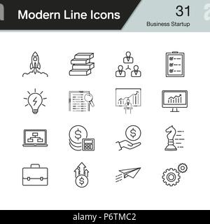 Business Startup icons. Modern line design set 31. For presentation, graphic design, mobile application, web design, infographics. Vector illustration Stock Vector