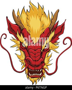 Chinese Dragon Head Red Stock Vector