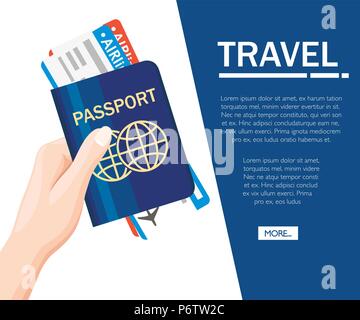 Hand Holding Passport Ticket Boarding Pass Travel Document Airport ...