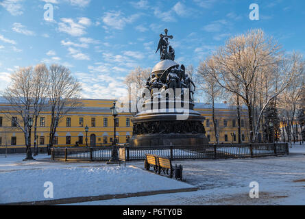 Monument Millennium of Russia established in 1862 on the territory of the Novgorod Kremlin (Detinets). Velikiy Novgorod. Russia Stock Photo