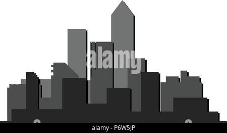 silhouette of city in black and grey interpretation Stock Vector