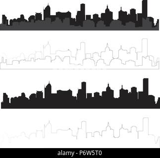 silhouette of city in black and grey interpretation Stock Vector