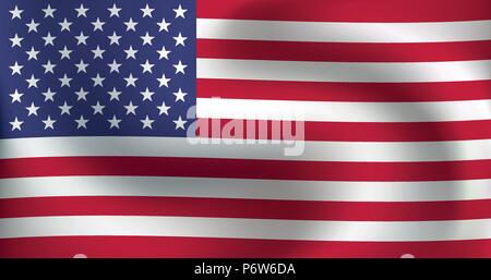 Flag of United state of America with a little Waving, Shading & Flag Colors separated layers - Vector Illustration. Stock Vector