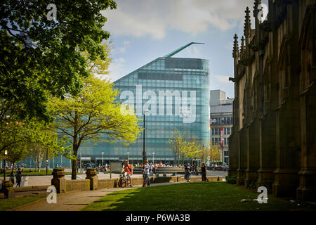 The National Football Museum is England’s national museum of football. It is based in the Urbis building in Manchester city centre, designed by Ian Si Stock Photo