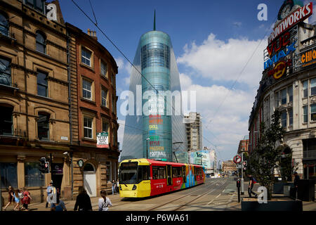 The National Football Museum is England’s national museum of football. It is based in the Urbis building in Manchester city centre, designed by Ian Si Stock Photo