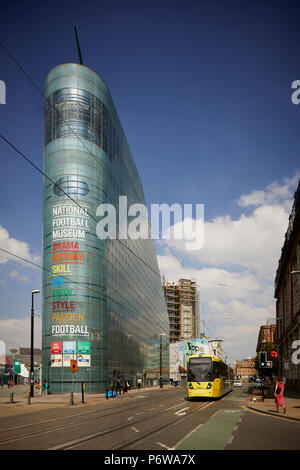 The National Football Museum is England’s national museum of football. It is based in the Urbis building in Manchester city centre, designed by Ian Si Stock Photo