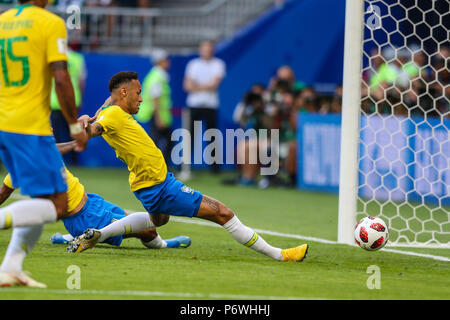 Samara, Russia. 2nd July, 2018. Neymar of Brazil during match against Mexico game valid for the eighth round of finals of the 2014 FIFA World Cup Russia at the Samara Arena in the city of Samara in Russia this Monday, 02.  Photo William Volcov Credit: Brazil Photo Press/Alamy Live News Stock Photo