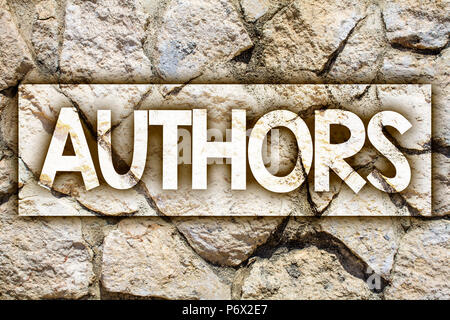 Writing note showing  Authors. Business photo showcasing Writer Journalist Poet Biographer Playwright Composer Creator Ideas message stone stones rock Stock Photo