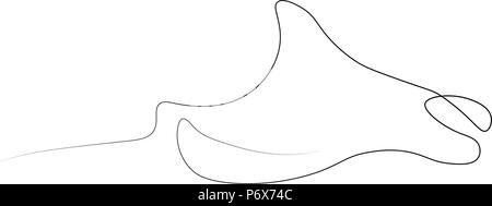 Ramp fish one line. Vector illustration. Isolated white background. Stock Vector
