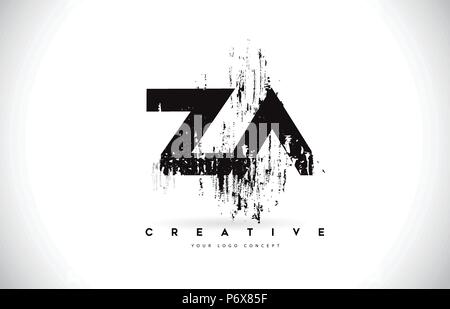 ZA Letter Design with Brush Stroke and Modern 3D Look Vector ...