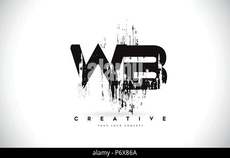 WB Letter Design with Brush Stroke and Modern 3D Look Vector ...
