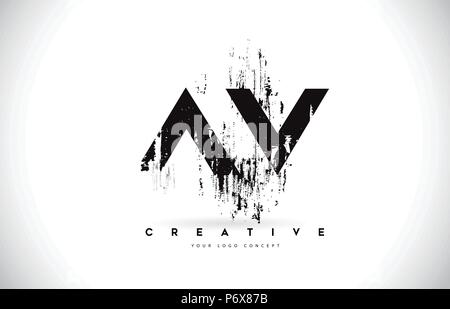 Creative Colorful AV Brush Letter Logo Design. Artistic Handwritten ...
