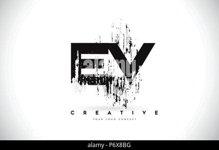 EV Letter Design with Brush Stroke and Modern 3D Look Vector ...