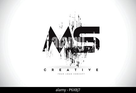 MS Letter Design with Brush Stroke and Modern 3D Look Vector ...