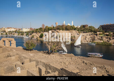 Egypt, Upper Egypt, Aswan, Khnum ruins on Elephantine Island Stock Photo