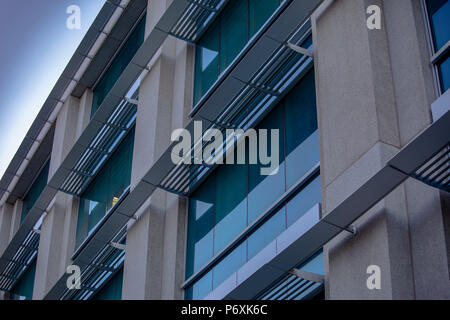 Angular composition of windows at twilight Stock Photo