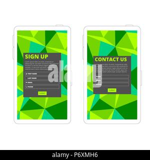 Contact us and sign up form for mobile app Stock Vector