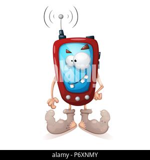 Funny, cute, crazy smartphone characters. Stock Vector