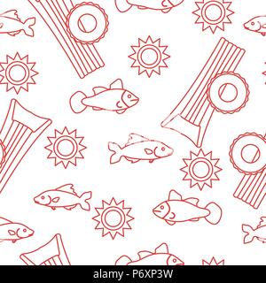 Seamless pattern with inflatable mattress, inflatable circle. Summer leisure. Stock Vector