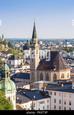 Austria, Salzburg, View of Old City, int he foreground are Petersfriedhof, St. Peter's Monastery and St. Peter's Monastery Stock Photo