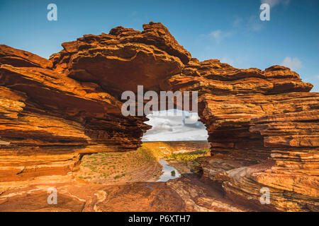 Kalbarri National Park, Kalbarri, Western Australia, Australia. Popular Nature's Window lookout and the Murchison River Gorge. Stock Photo