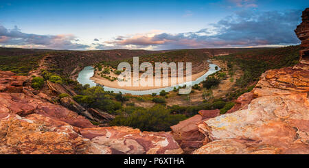 Kalbarri National Park, Kalbarri, Western Australia, Australia. The Loop of the  Murchison River Gorge at Nature's Window. Stock Photo