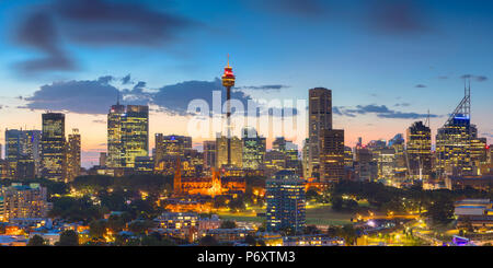 View of skyline at sunset, Sydney, New South Wales, Australia Stock Photo