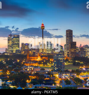 View of skyline at sunset, Sydney, New South Wales, Australia Stock Photo