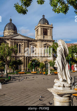 Plaza Murillo with Cathedral Basilica of Our Lady of Peace, La Paz, Bolivia Stock Photo