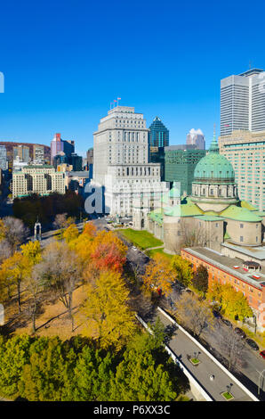 Canada, Quebec, Montreal. Downtown Montreal, Place du Canada and Dorchester Square, Cathedral-Basilica of Mary, Queen of the World or Cathedrale Marie-Reine-du-Monde Stock Photo