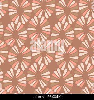 Seamless vector coffee pattern with retro flowers Stock Vector