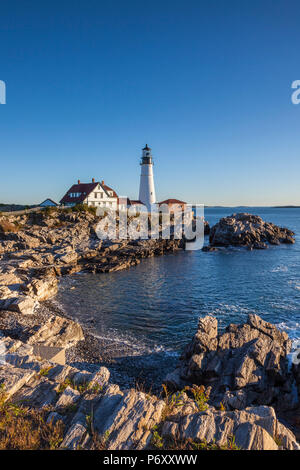USA, Maine, Portland, Cape Elizabeth, Portland Head Light, lighthouse, morning Stock Photo