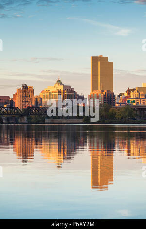USA, New York, Hudson Valley, Albany, skyline from the Hudson River, morning Stock Photo