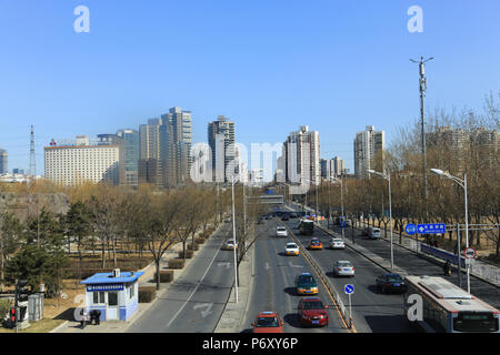 The highway system in Beijing, China on a sunny day. Stock Photo