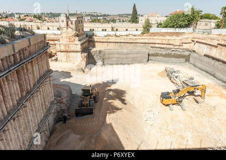 Israel, Jerusalem - 24 June 2018: Construction site of the new Bezalel Academy of Arts and Design designed by SANAA Stock Photo