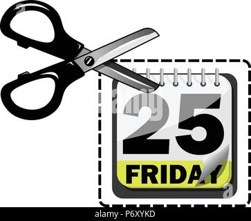 Scissor cutting coupon at black friday isolated Stock Vector