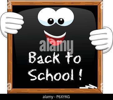Back to school written on Cartoon Blackboard isolated Stock Vector