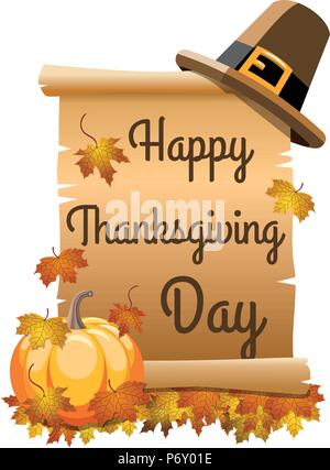 Happy thanksgiving day on scroll or parchment isolated Stock Vector