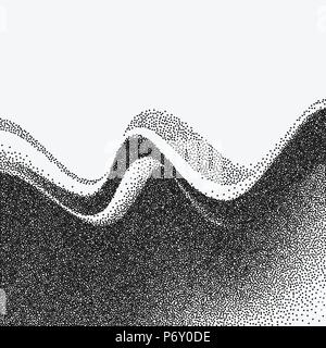 Abstract wave. Vector Illustration for banner, flyer, book cover, poster. stipple halftone retro background Stock Vector