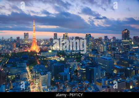 Japan, Tokyo, Tokyo Skyline and Tokyo Tower