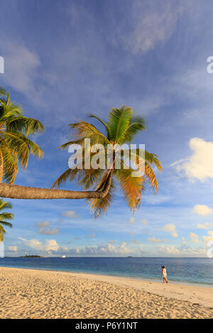 Maldives, South Ari Atoll, Thudufushi Island, Diamonds Thudufushi Resort, couple walking on the beach (MR) Stock Photo