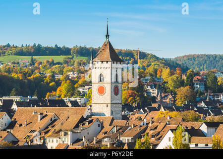 St. Johann church and city roofs, Schaffhausen, Switzerland. Stock Photo