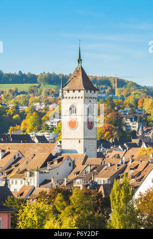 St. Johann church and city roofs, Schaffhausen, Switzerland. Stock Photo