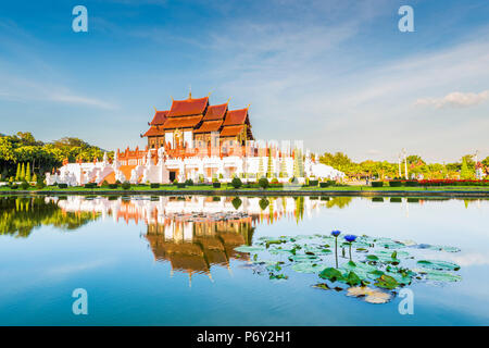 Royal Park Rajapruek, Chiang Mai, Thailand. Royal Pavilion at sunset. Stock Photo