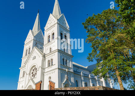 Majestic white Church of the Heart of Jesus in Slobodka, Belarus. The combination of Gothic and Roman style Stock Photo