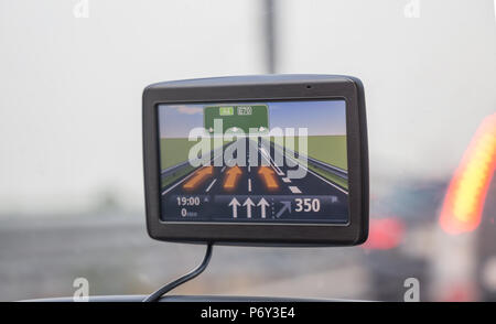 GPS / Car navigation system / GPS device in a car, satellite navigation system. Stock Photo