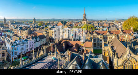 UK, England, Oxfordshire, Oxford, University of Oxford, City Skyline from University Church of St Mary the Virgin Stock Photo