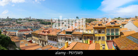 Aerial view of the historic city center of porto in portugal Stock Photo