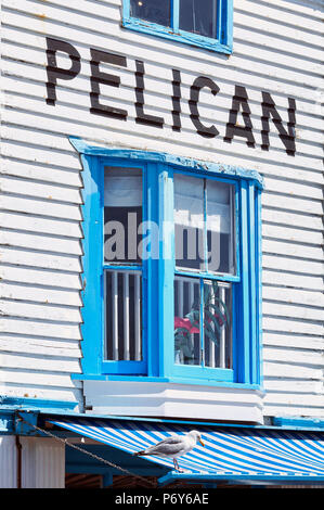 The front of the Pelican Diner in Hastings Old Town, on the East Sussex coast, UK Stock Photo