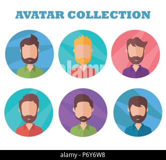 Man avatar collection. Profile picture in flat style Stock Vector